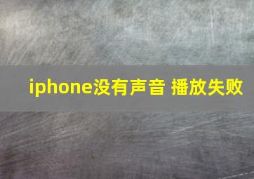 iphone没有声音 播放失败